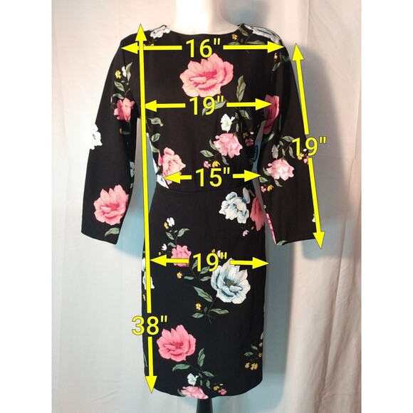 Old Navy Women Black Floral Print Bodycon‎ Dress Size M - Picture 4 of 5